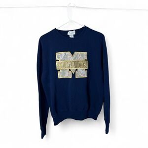 Lee Navy blue cotton blend sweatshirt with gold 'SOO-LOCKS'  Michigan